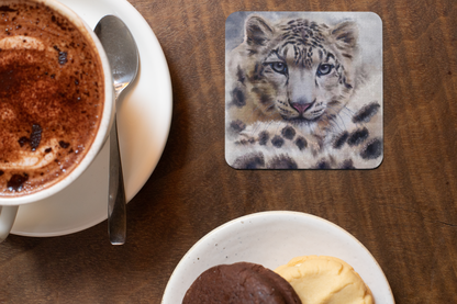 Wildlife Wild Animal Art Snow Leopard Square Personalised Coaster Gift Idea