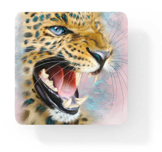 Wildlife Wild Animal Art Leopard Square Personalised Coaster Gift Idea