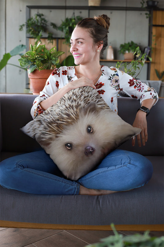 British Wildlife Art Hedgehog Premium Square Cushion Gift Idea 60x60cm