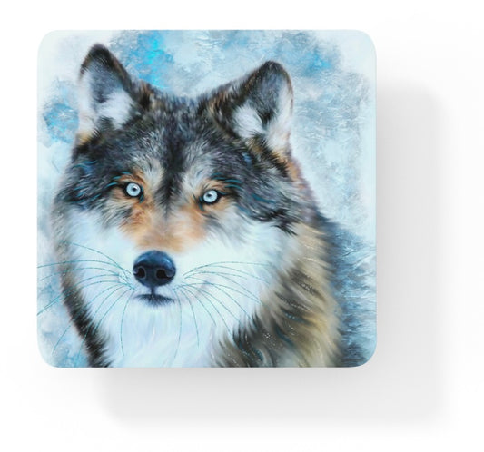 Wildlife Wild Animal Art Wolf Square Personalised Coaster Gift Idea