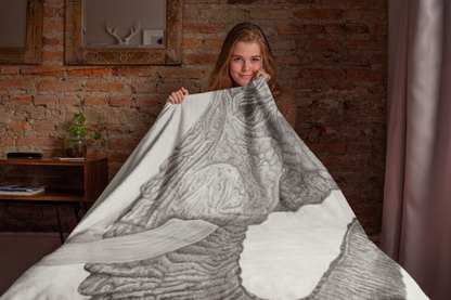 Wildlife Wild Animal Art Elephant Pencil Drawing Premium Blanket Throw Gift Idea 150 x 100 cm / 40" x 60"