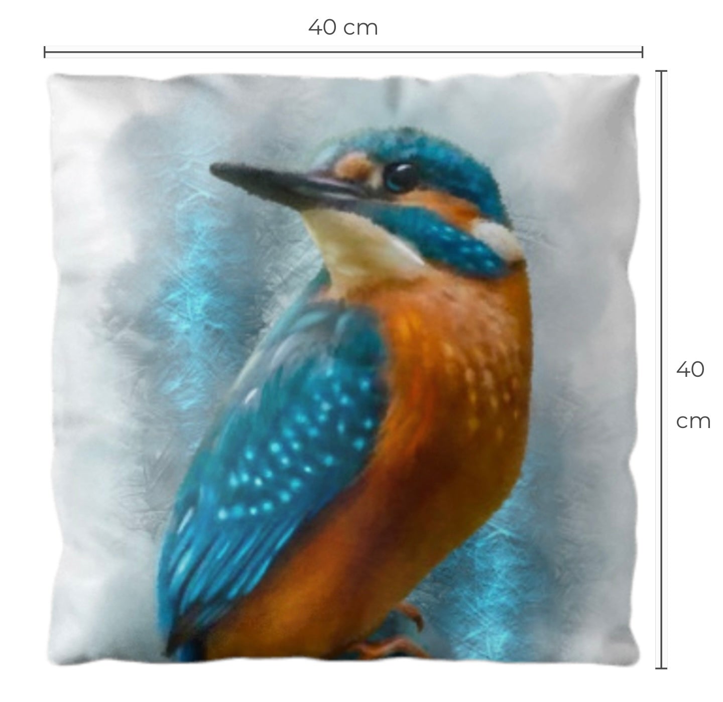 British Wildlife Art Kingfisher Premium Square Cushion Gift Idea 40x40cm