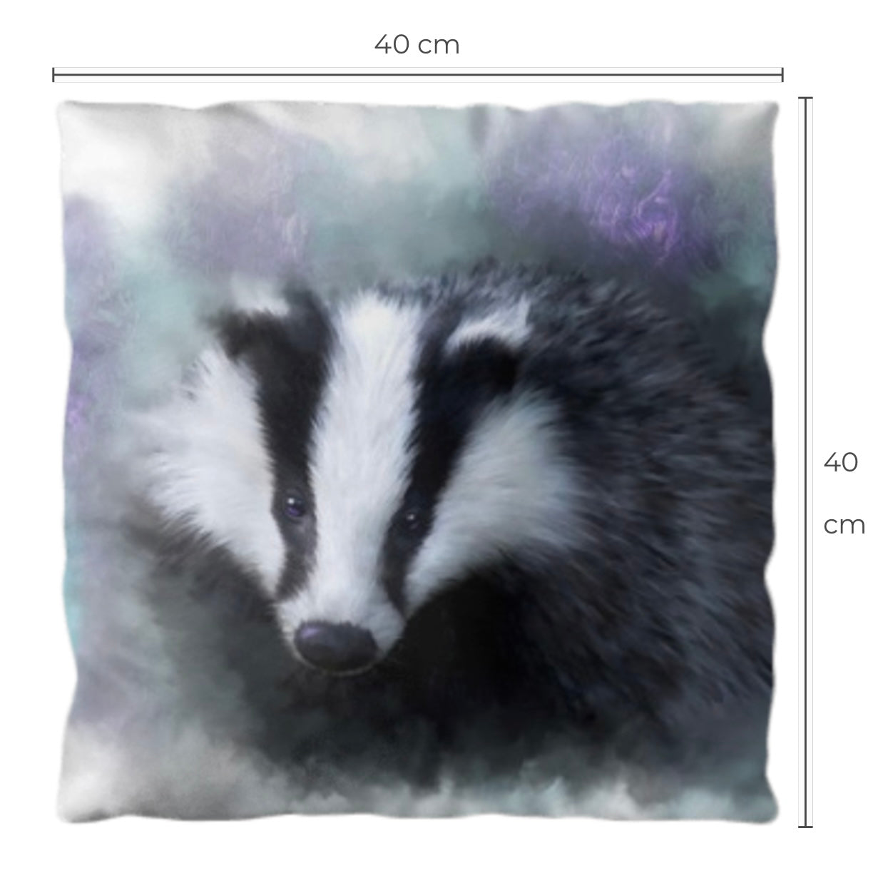 British Wildlife Art Badger Premium Square Cushion Gift Idea 40x40cm