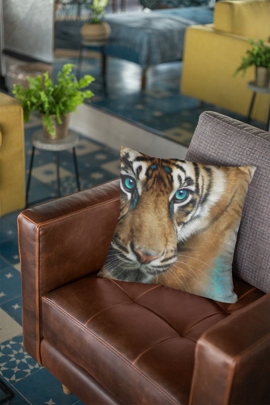 Wildlife Wild Animal Art Tiger Premium Square Cushion Gift Idea 60x60cm