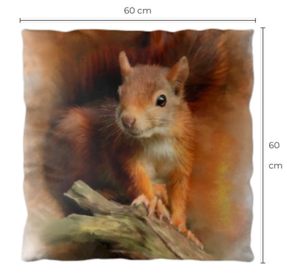 British Wildlife Art Squirrel Premium Square Cushion Gift Idea 60x60cm