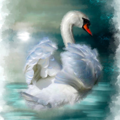 British Wildlife Art Swan Square Personalised Coaster Gift Idea