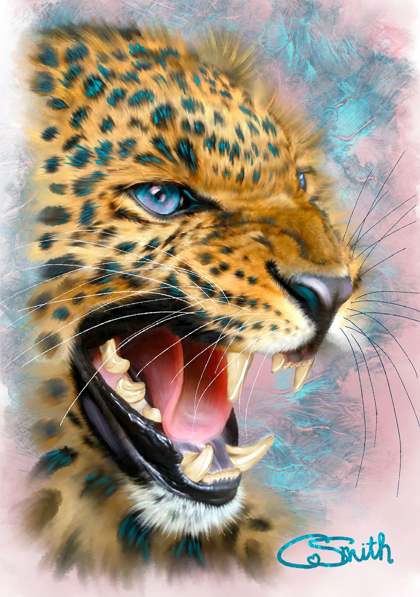 Wildlife Wild Animal Art Leopard Framed Print 14" x 11" (Matte Black or White Frame) Gift Idea