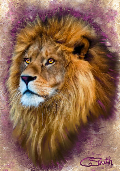 Wildlife Wild Animal Art Lion Framed Print 14" x 11" (Matte Black or White Frame) Gift Idea