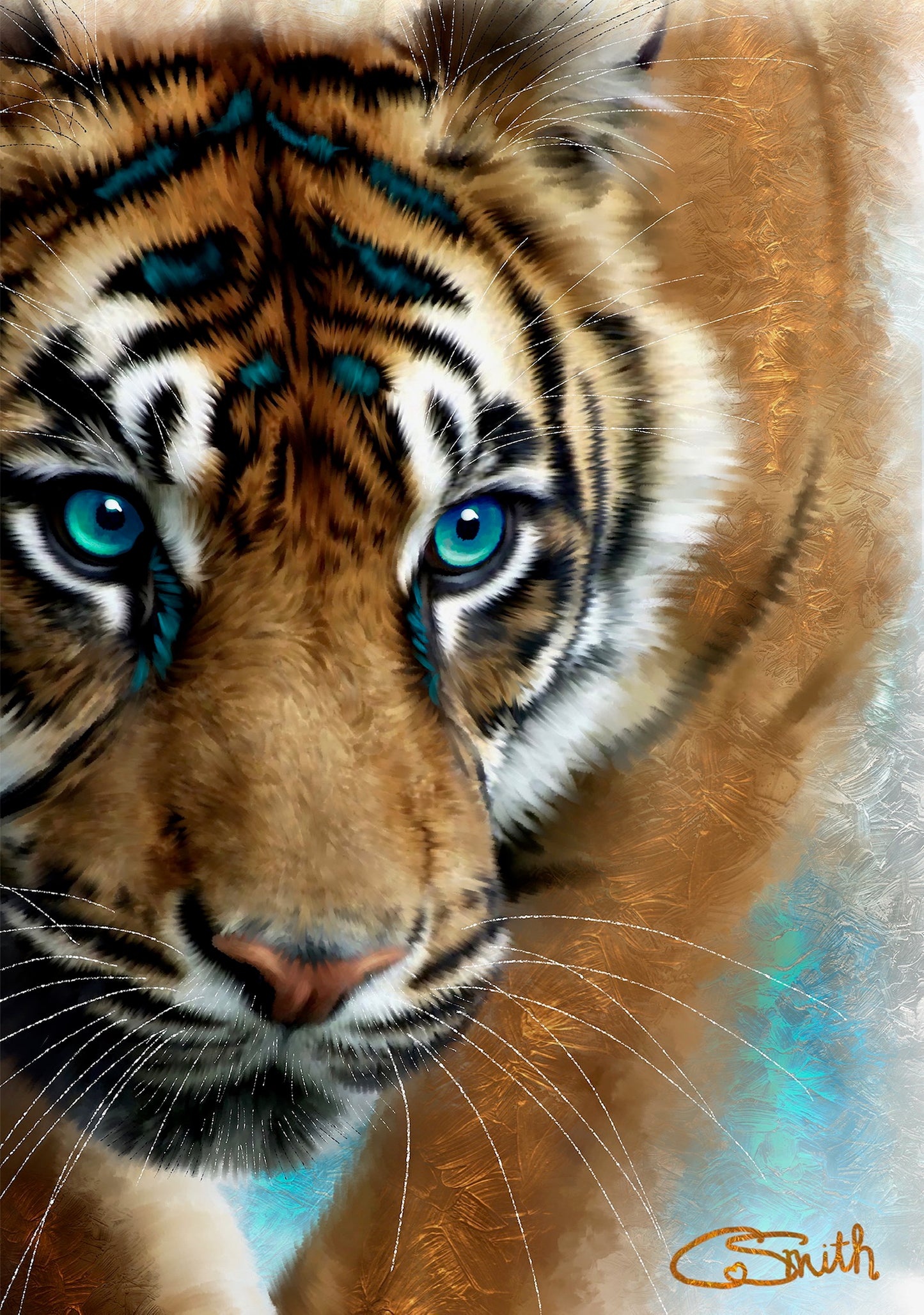 Wildlife Wild Animal Art Tiger Framed Print 14" x 11" (Matte Black or White Frame) Gift Idea