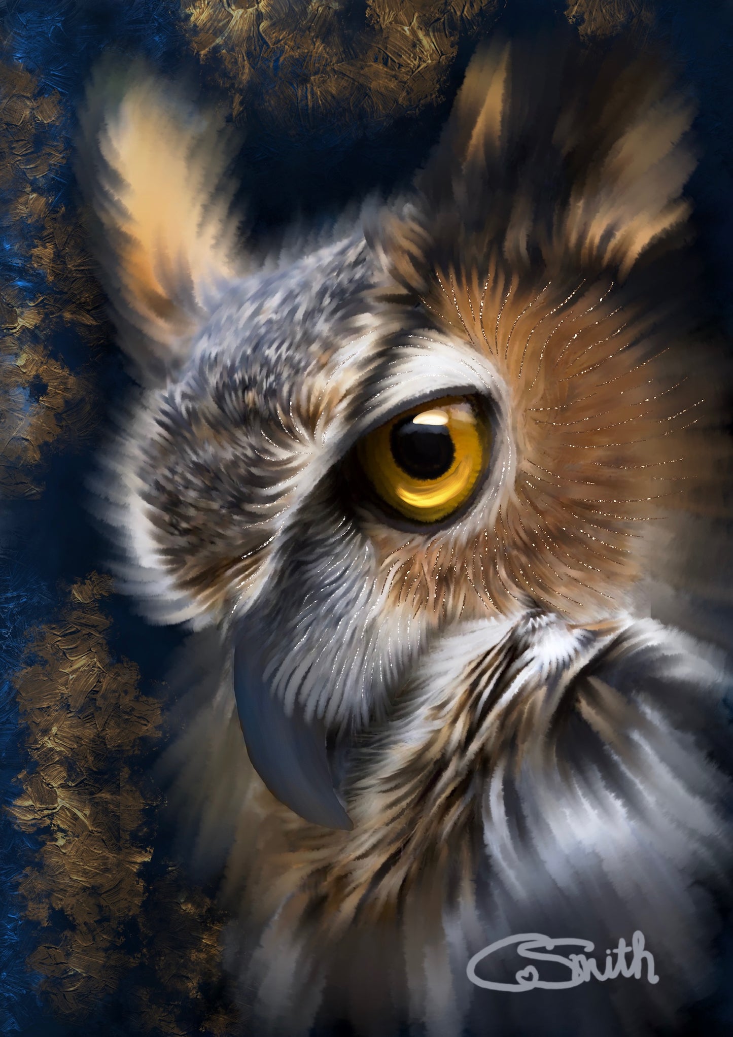 British Wildlife Art Owl Framed Print 14" x 11" (Matte Black or White Frame) Gift Idea