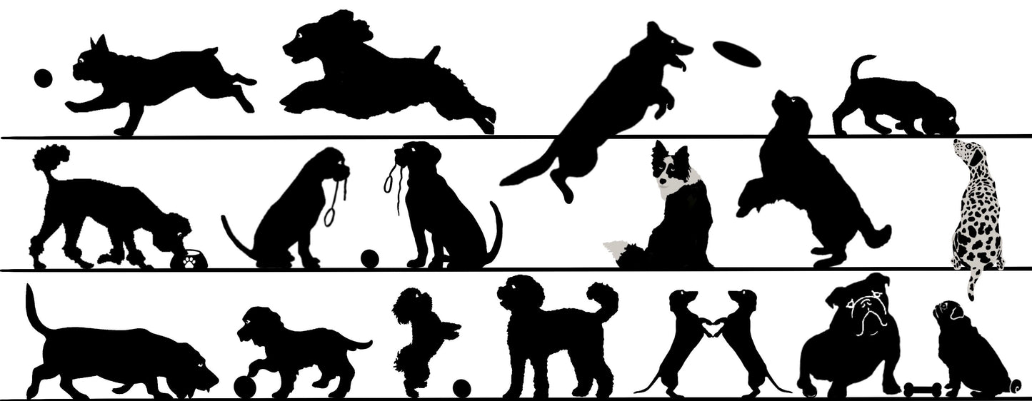Playful Dogs Silhouette Collection Art Personalised Ceramic Mug Gift Idea
