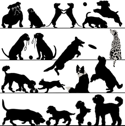 Playful Dogs Dog Silhouette Art Square Personalised Coaster Gift Idea