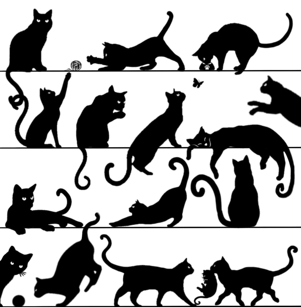 Playful Cats Silhouette Collection Art Square Personalised Coaster Gift Idea