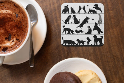 Playful Dogs Dog Silhouette Art Square Personalised Coaster Gift Idea