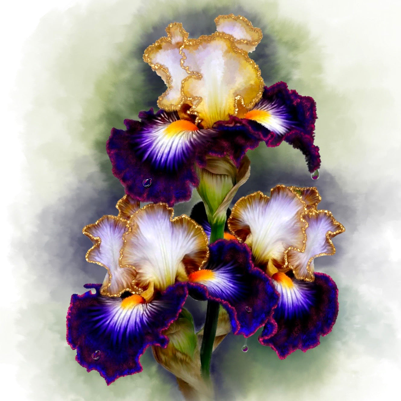 Flower Floral Art Iris Square Personalised Coaster Gift Idea