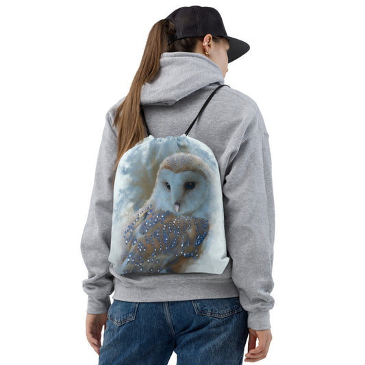 British Wildlife Art Barn Owl Drawstring bag Gift Idea