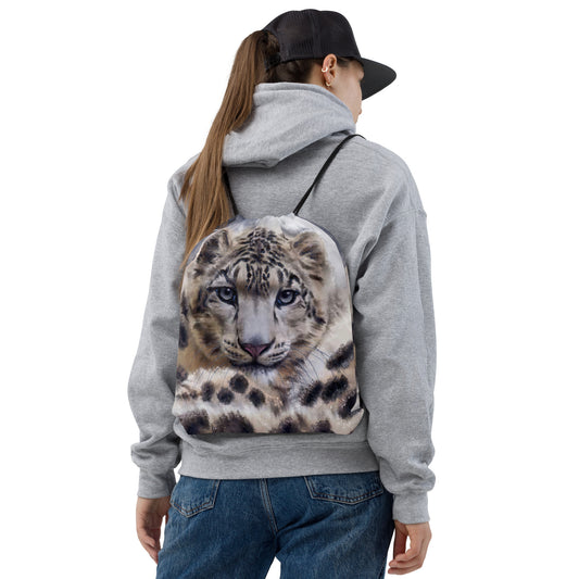 Wildlife Wild Animal Art Snow Leopard Drawstring bag Gift Idea