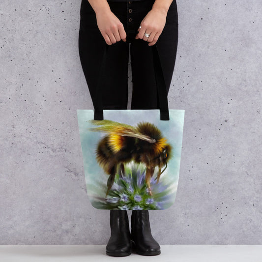 Bumble Bee Flower Floral Art with Purple Allium Tote bag Gift Idea