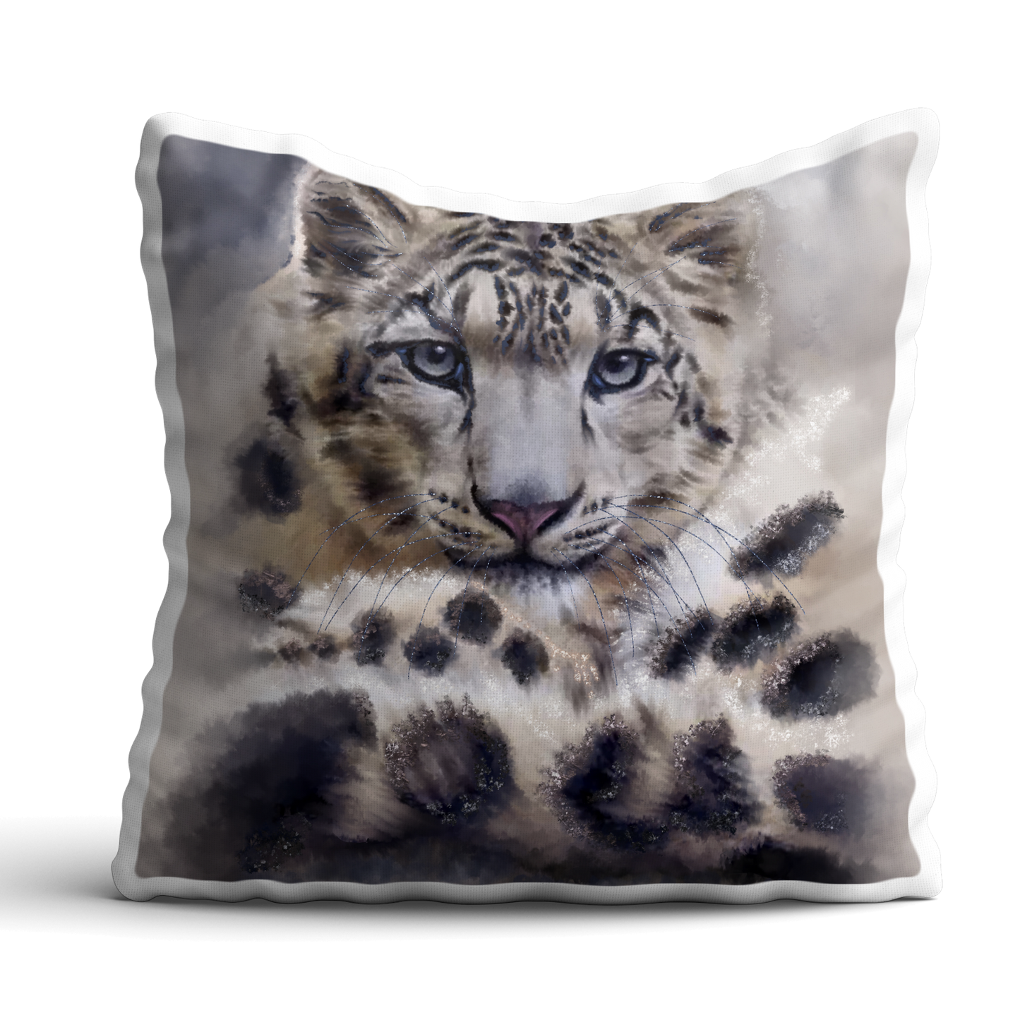 Wildlife Wild Animal Art Snow Leopard Premium Square Cushion Gift Idea 40x40cm