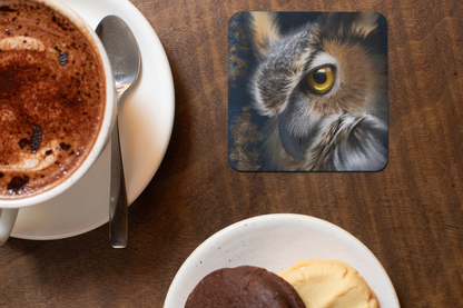 British Wildlife Art Owl Square Personalised Coaster Gift Idea
