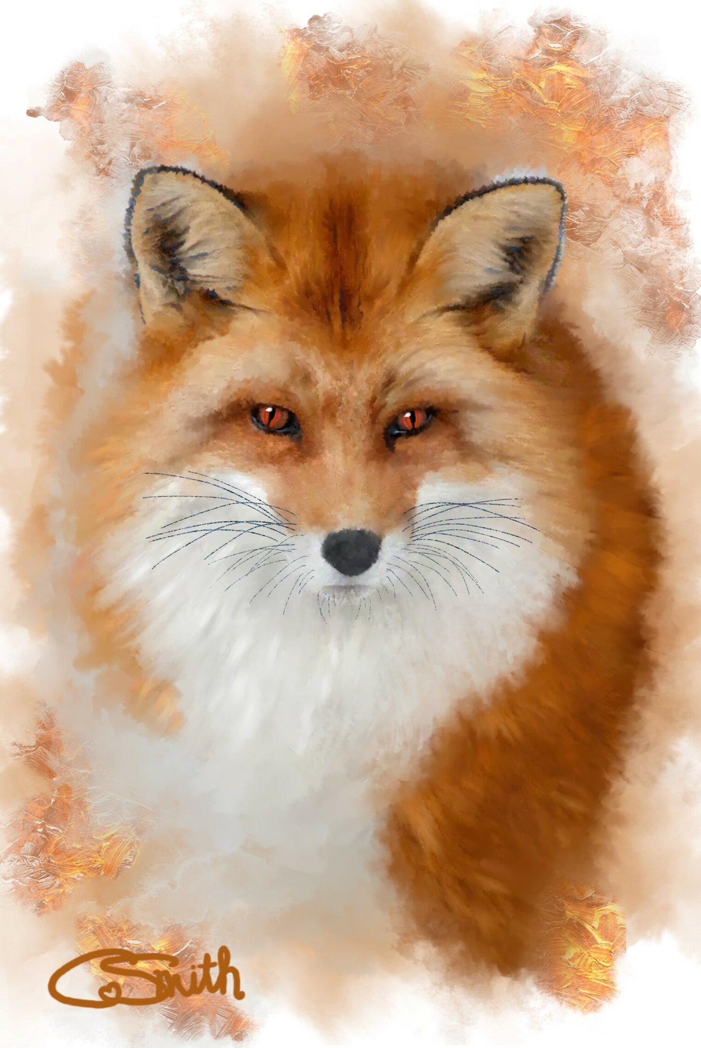 British Wildlife Art Fox Framed Print Gift Idea 14" x 11" (Matte Black or White Frame)