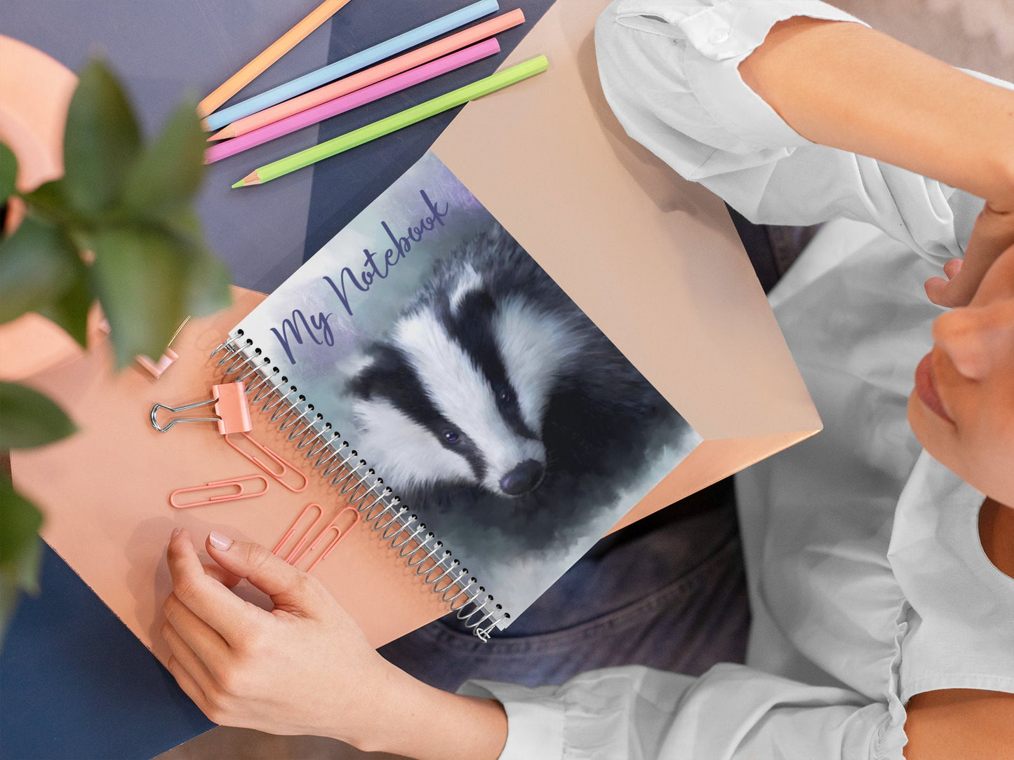 British Wildlife Art Badger Notebook Gift Idea for Christmas