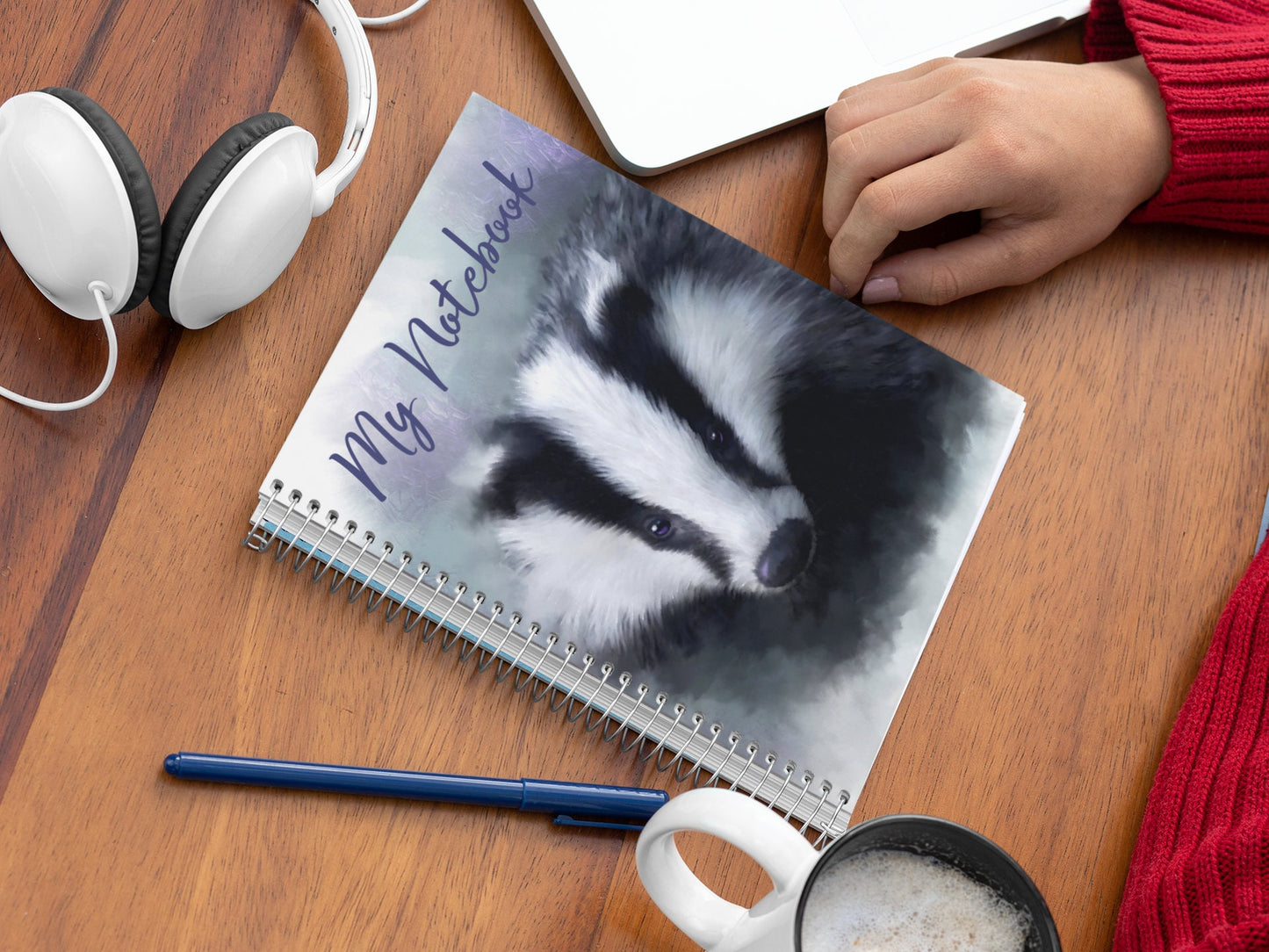 British Wildlife Art Badger Notebook Gift Idea for Christmas