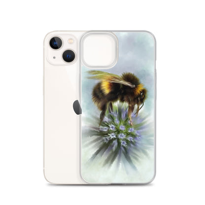 Bumble Bee Flower Floral Art with Purple Allium iPhone Case Gift Idea