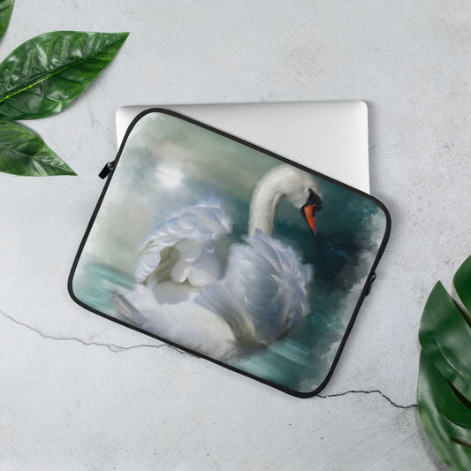 British Wildlife Art Swan Laptop Sleeve Gift Idea