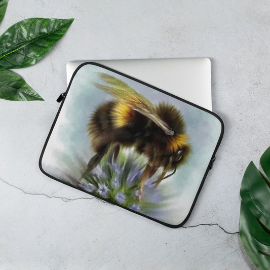 Bumble Bee Flower Floral Art with Purple Allium Laptop Sleeve Gift Idea