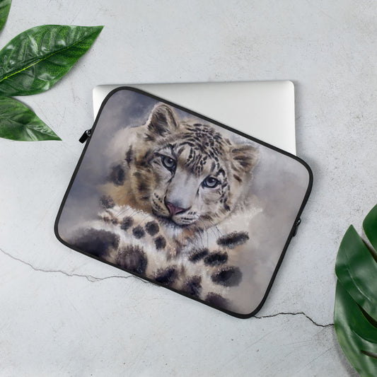 Wildlife Wild Animal Art Snow Leopard Laptop Sleeve Gift Idea