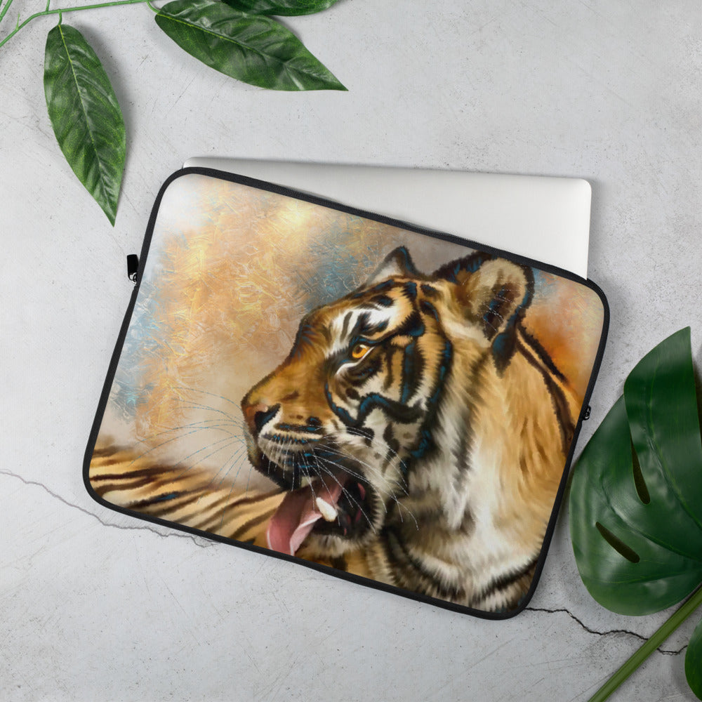 Wildlife Wild Animal Art Sitting Tiger Laptop Sleeve Gift Idea
