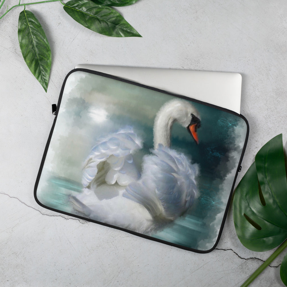 British Wildlife Art Swan Laptop Sleeve Gift Idea