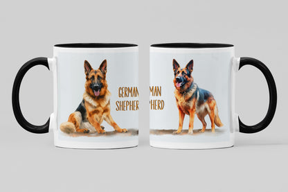 Sitting German Shepherd Dogs Collection Art Personalised Ceramic Mug Gift Idea