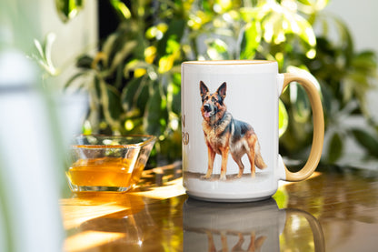 Sitting German Shepherd Dogs Collection Art Personalised Ceramic Mug Gift Idea