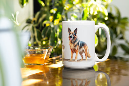 Sitting German Shepherd Dogs Collection Art Personalised Ceramic Mug Gift Idea