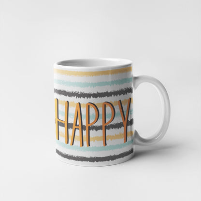 Bee Happy - Stripy Comic Collection Art Personalised Ceramic Mug Gift Idea