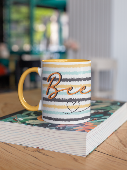 Bee Happy - Stripy Comic Collection Art Personalised Ceramic Mug Gift Idea