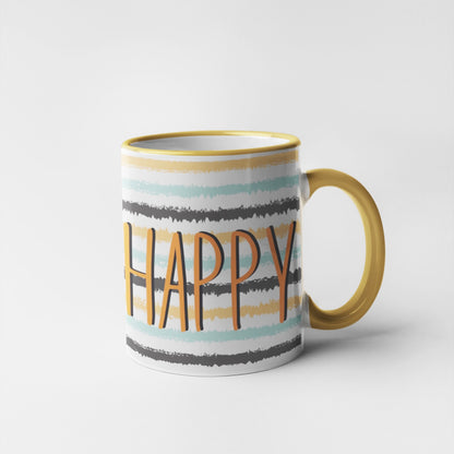 Bee Happy - Stripy Comic Collection Art Personalised Ceramic Mug Gift Idea