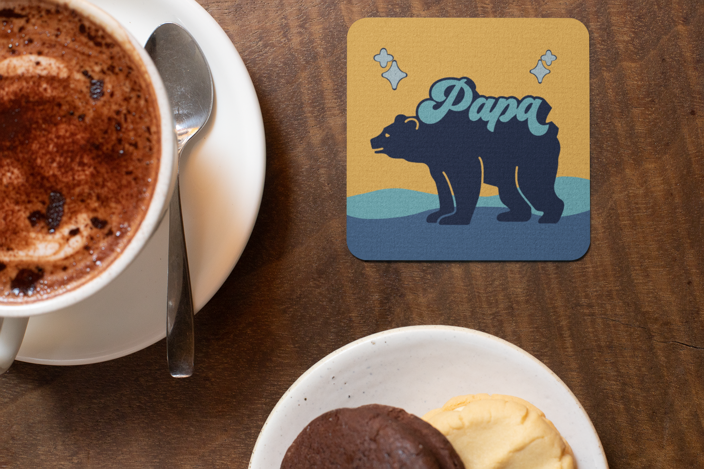 Papa Bear For Him Collection Art Personalised Coaster Gift Idea