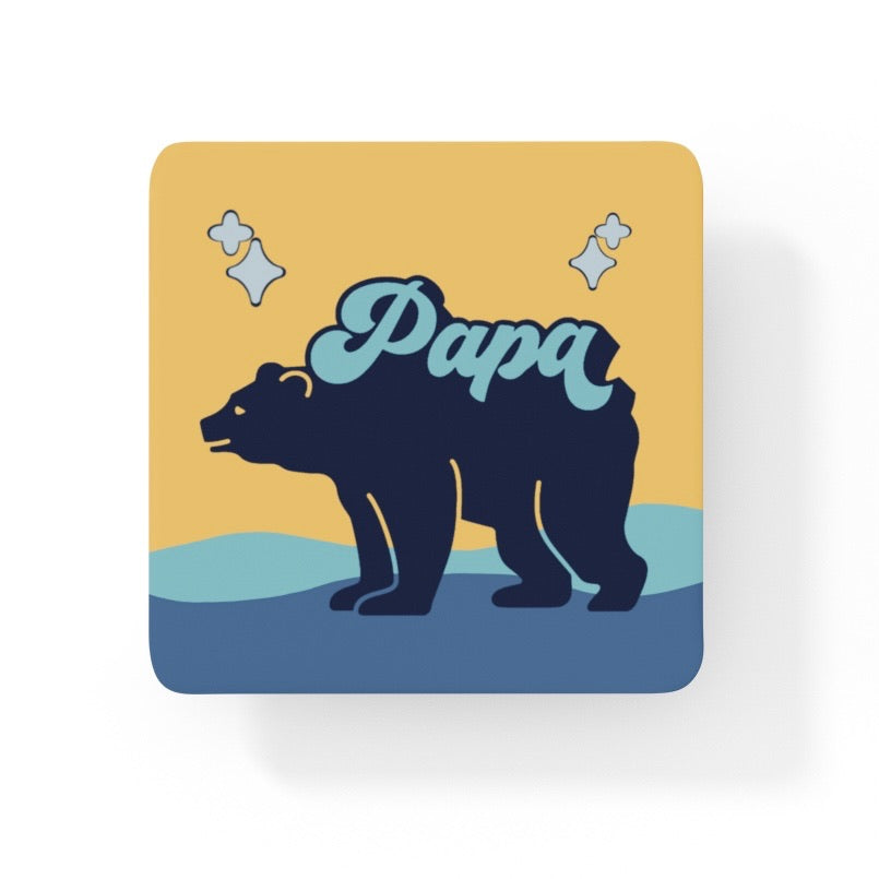 Papa Bear For Him Collection Art Personalised Coaster Gift Idea