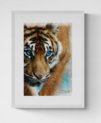 Wildlife Wild Animal Art Tiger Framed Print 14" x 11" (Matte Black or White Frame) Gift Idea