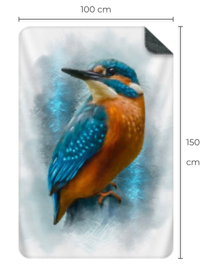 British Wildlife Art Kingfisher Premium Blanket Throw Gift Idea 150 x 100 cm / 40" x 60"