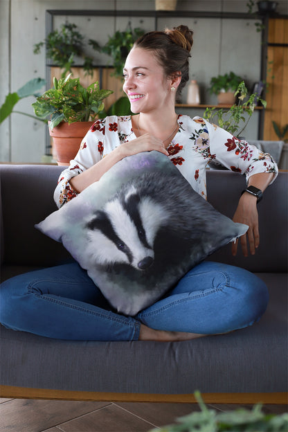 British Wildlife Art Badger Premium Square Cushion Gift Idea 60x60cm