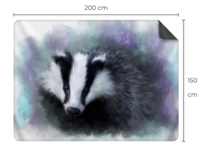 British Wildlife Art Badger Premium Blanket Throw Gift Idea 200 x 150 cm / 60" x 80"