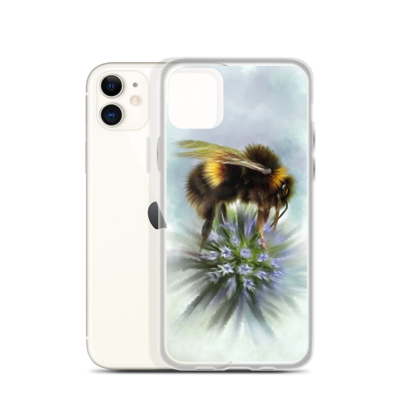 Bumble Bee Flower Floral Art with Purple Allium iPhone Case Gift Idea