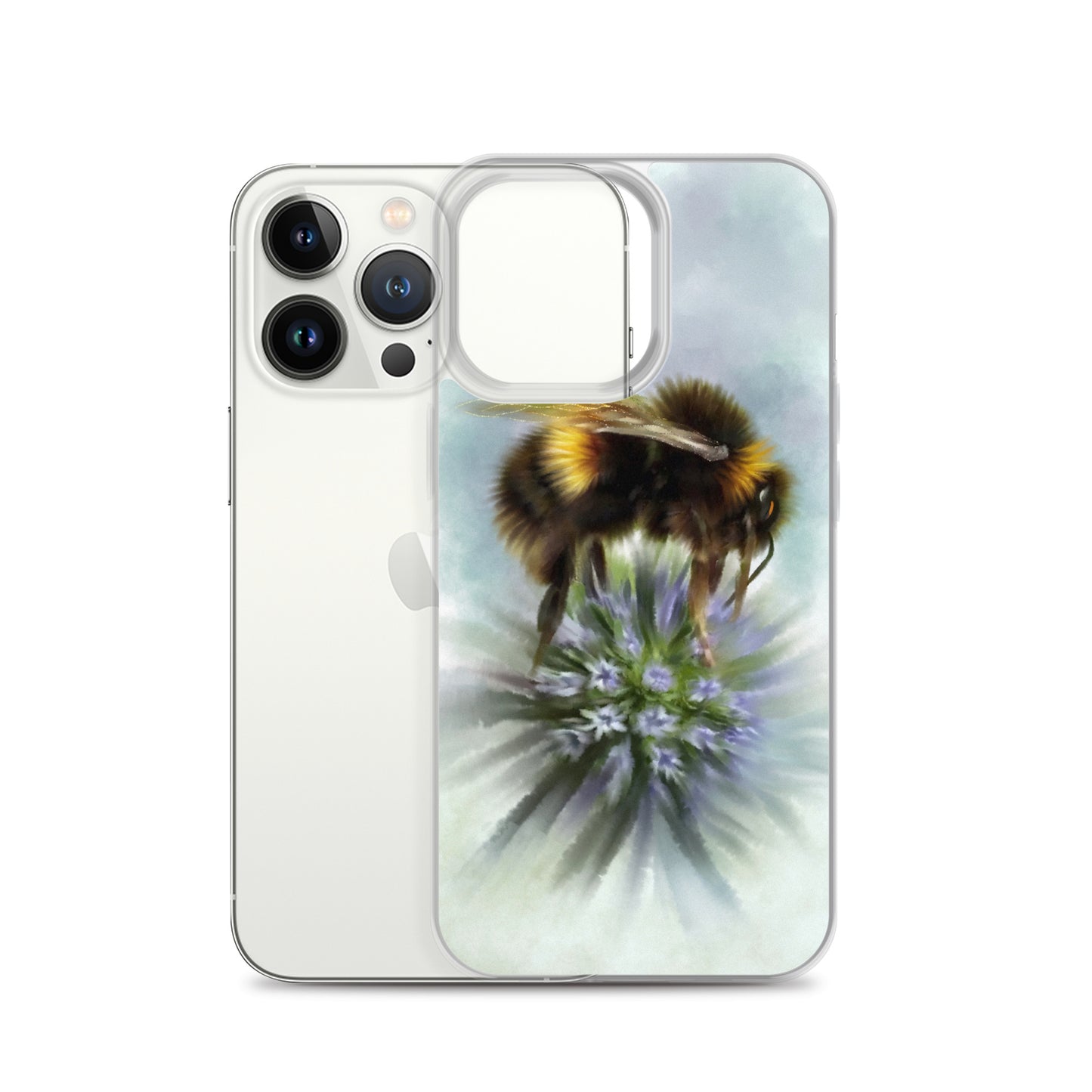 Bumble Bee Flower Floral Art with Purple Allium iPhone Case Gift Idea