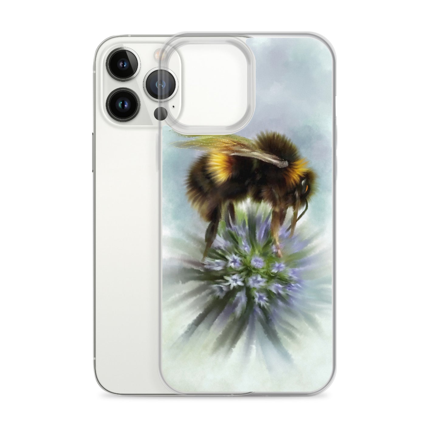 Bumble Bee Flower Floral Art with Purple Allium iPhone Case Gift Idea