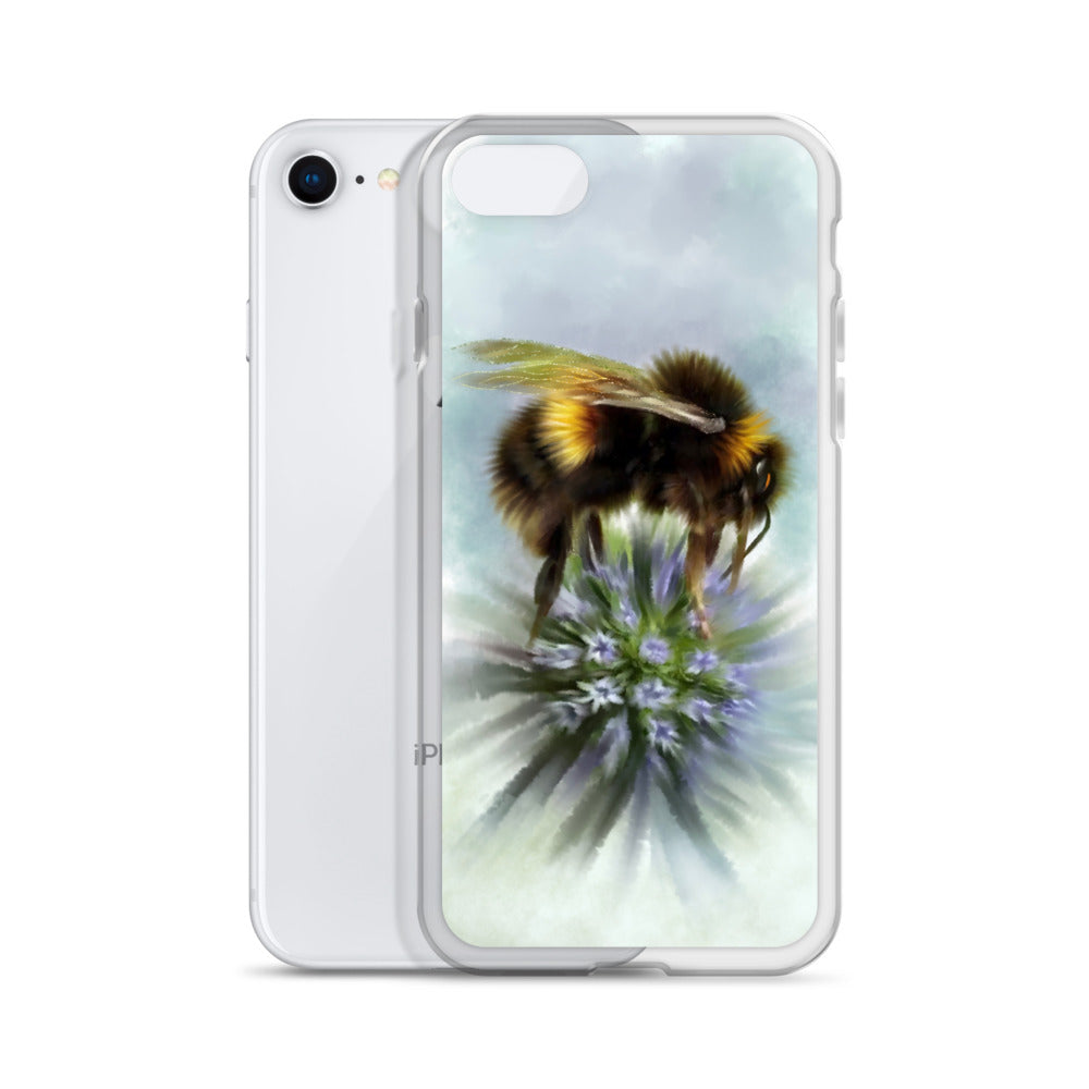 Bumble Bee Flower Floral Art with Purple Allium iPhone Case Gift Idea