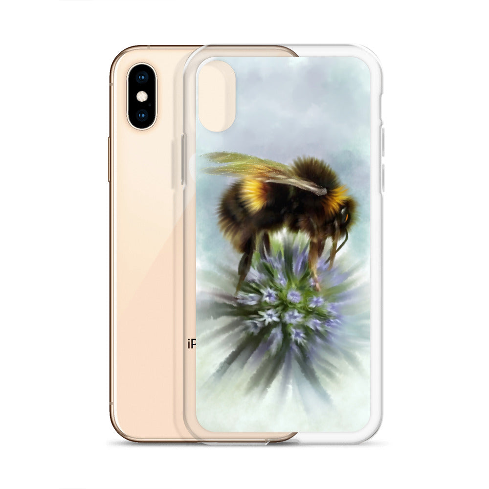 Bumble Bee Flower Floral Art with Purple Allium iPhone Case Gift Idea